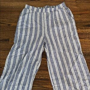 Striped Blue and White Linen Pants